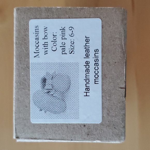 Little Bee Personalized "AYLA" Handmade Leather Bow Moccasins, Pale Pink Sz 6-9 - Picture 7 of 10